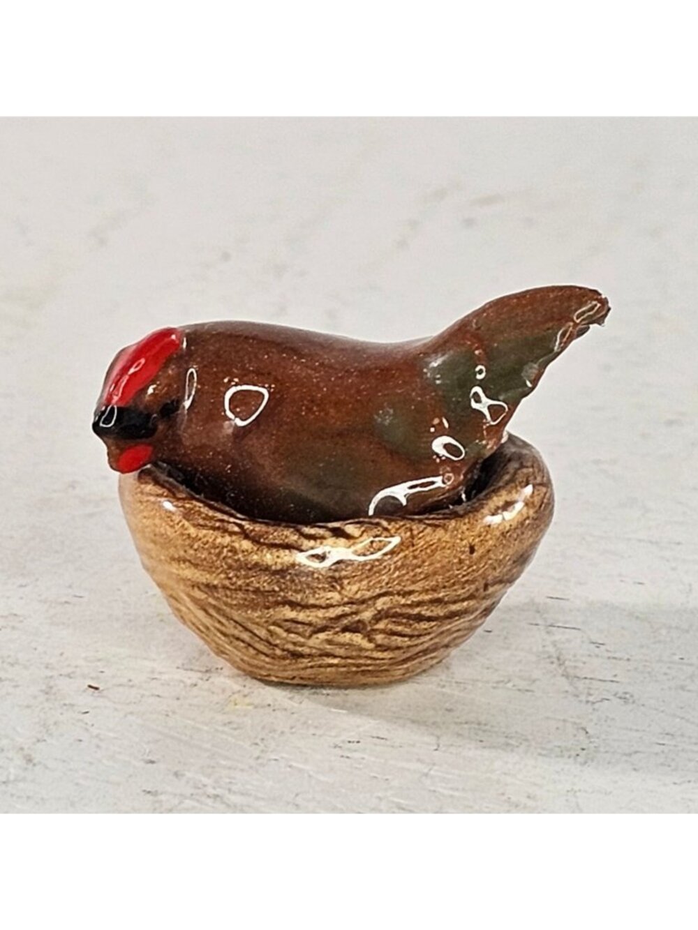 Hagen Renaker Brown Squatty Hen On Nest Miniature Figurine Chicken RARE